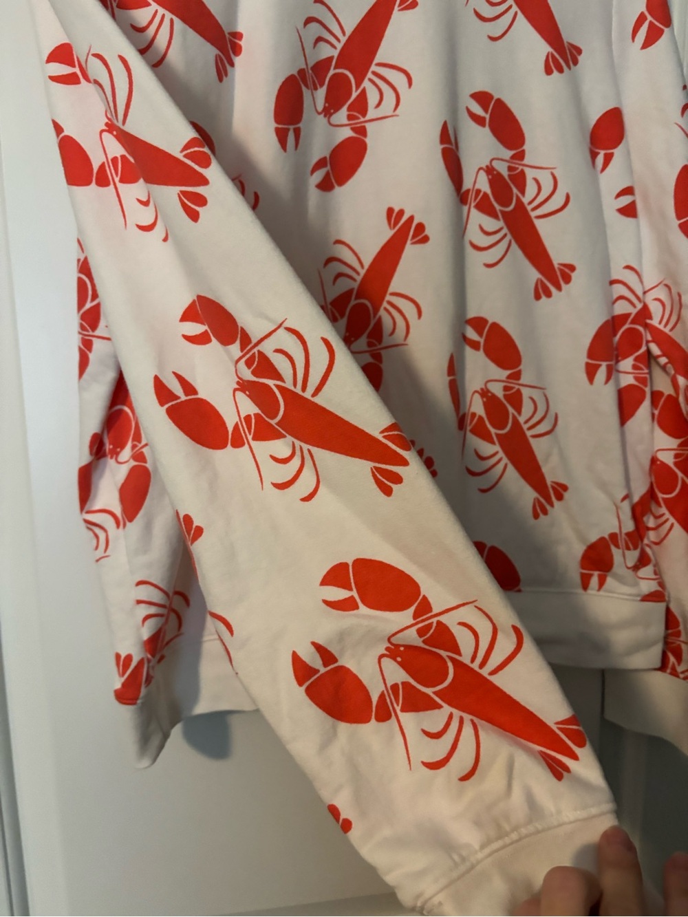 Boden White Crewneck Sweatshirt with Orange Lobster Print - Picture 2 of 4